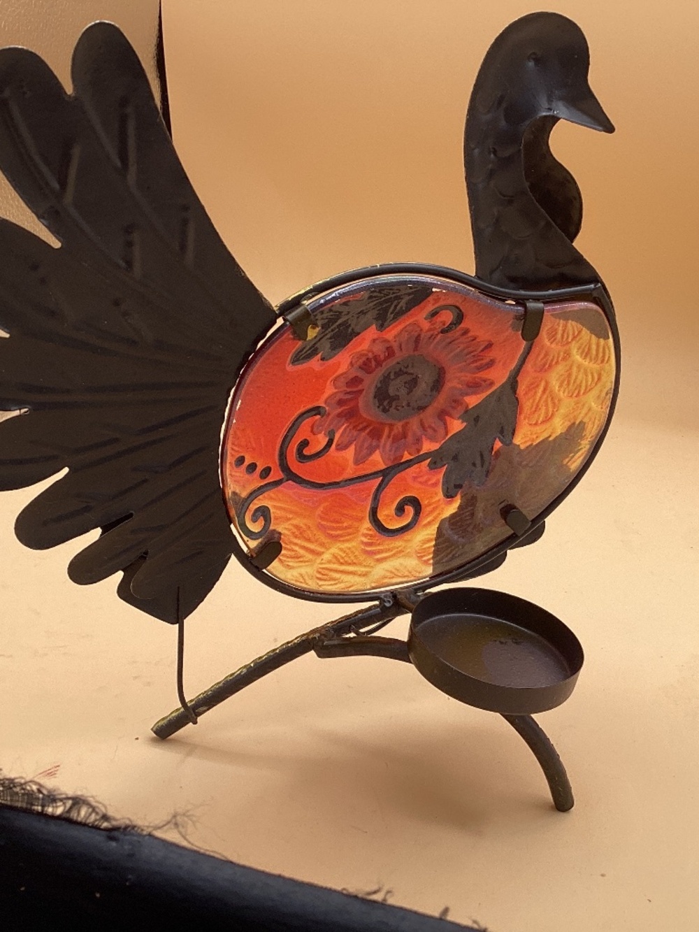 Decorative turkey with tea light holder on back - Picture 2 of 2